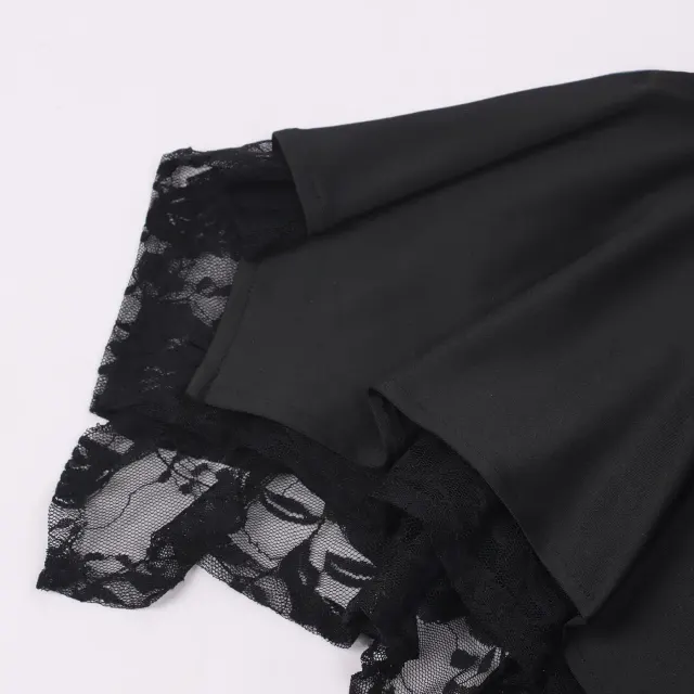 Black Off-Shoulder Lace Bell-Sleeve Performance Bodysuit detail 8