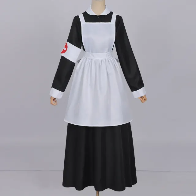 Black and White Nurse Cosplay Costume Halloween Stage Outfit detail 1