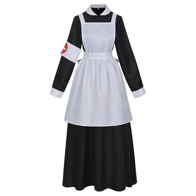 Black and White Nurse Cosplay Costume Halloween Stage Outfit detail 2