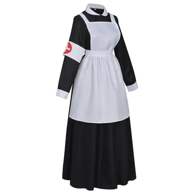 Black and White Nurse Cosplay Costume Halloween Stage Outfit detail 3