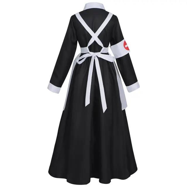 Black and White Nurse Cosplay Costume Halloween Stage Outfit detail 4