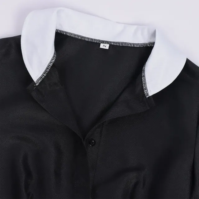 Black and White Nurse Cosplay Costume Halloween Stage Outfit detail 7