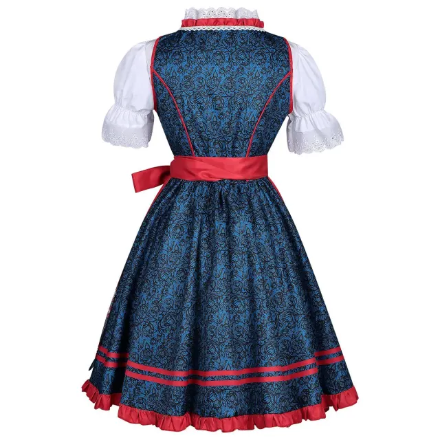 Women's Blue Bavarian Beer Maid Lolita Cosplay Dress with Apron detail 3