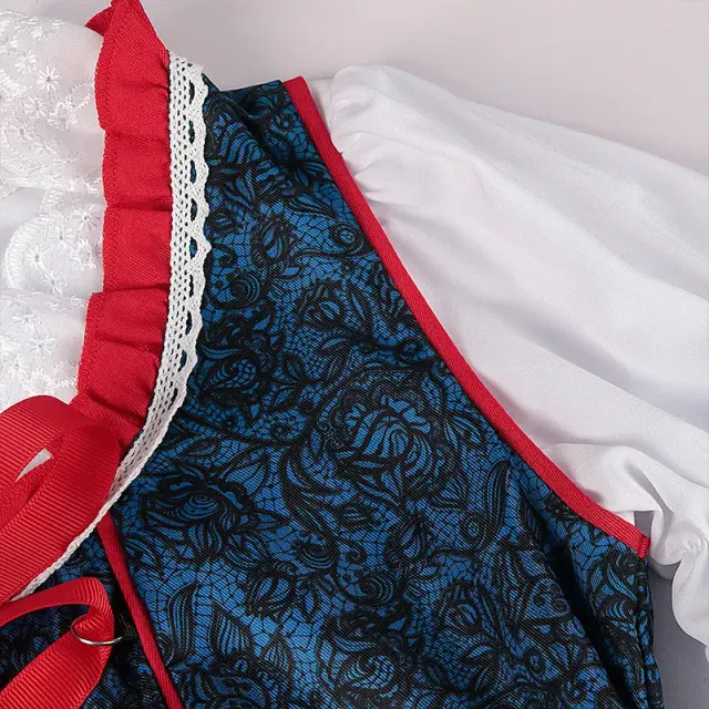 Women's Blue Bavarian Beer Maid Lolita Cosplay Dress with Apron detail 6