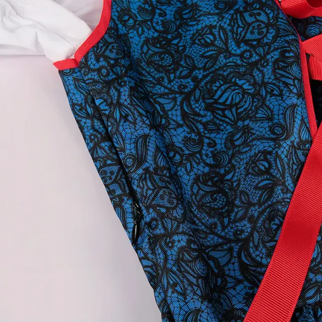 Women's Blue Bavarian Beer Maid Lolita Cosplay Dress with Apron detail 8