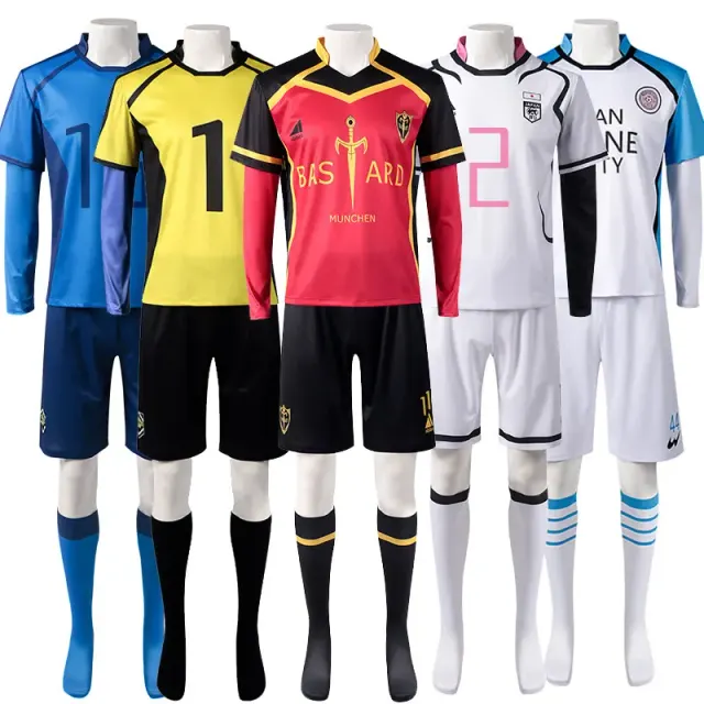 Unisex Blue Lock-inspired cosplay basketball training jersey shown in a numbered team colorway.