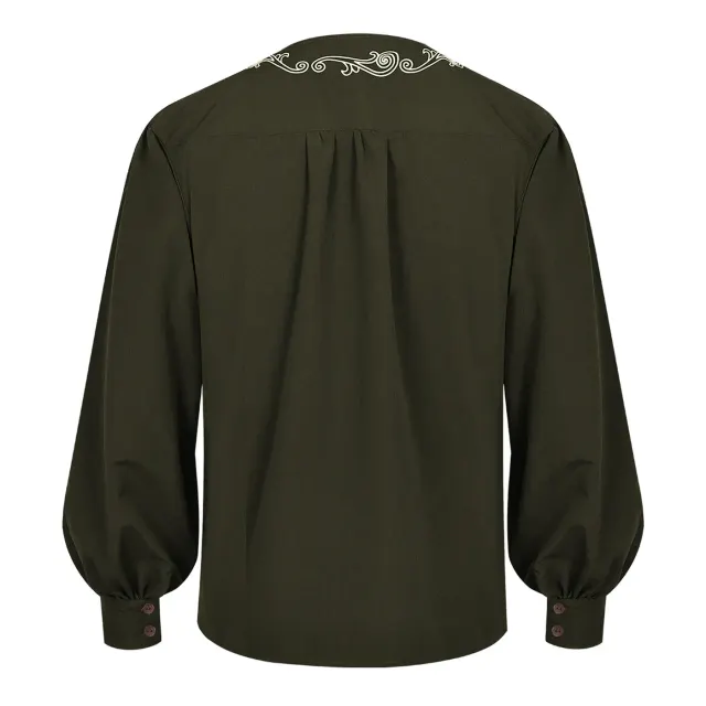 Bohemian Embroidered Print Round Neck Loose Shirt detail 6