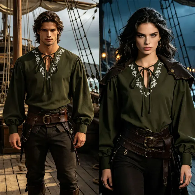 Bohemian-style embroidered print shirt with a round neckline, loose fit, and lightweight unisex design.