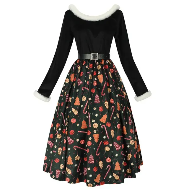 Robe cosplay imprimée Noël et Halloween pour costume de fête détail 5
