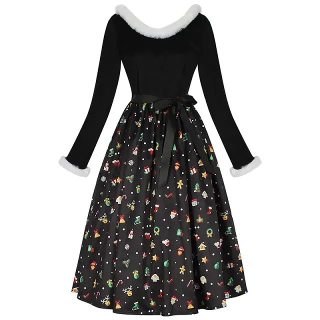 Robe cosplay imprimée Noël et Halloween pour costume de fête détail 12