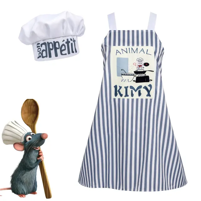 Cute cartoon chef mouse costume set with a chef hat, mouse headwear, and apron for cosplay and stage performances.
