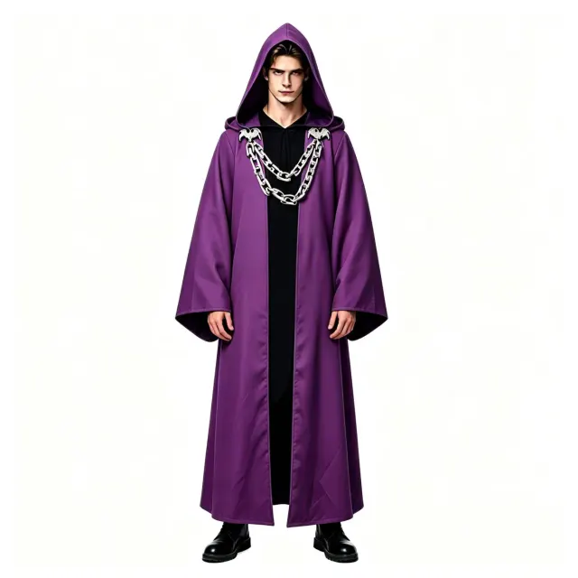 Dark Chain Hooded Robe Set for Halloween Medieval Cosplay detail 3