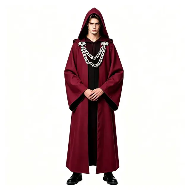 Dark Chain Hooded Robe Set for Halloween Medieval Cosplay detail 4
