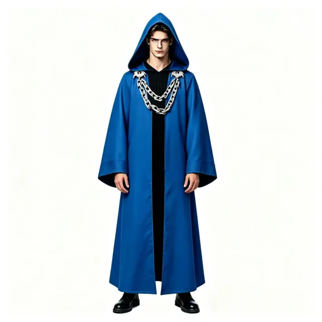 Dark Chain Hooded Robe Set for Halloween Medieval Cosplay detail 5