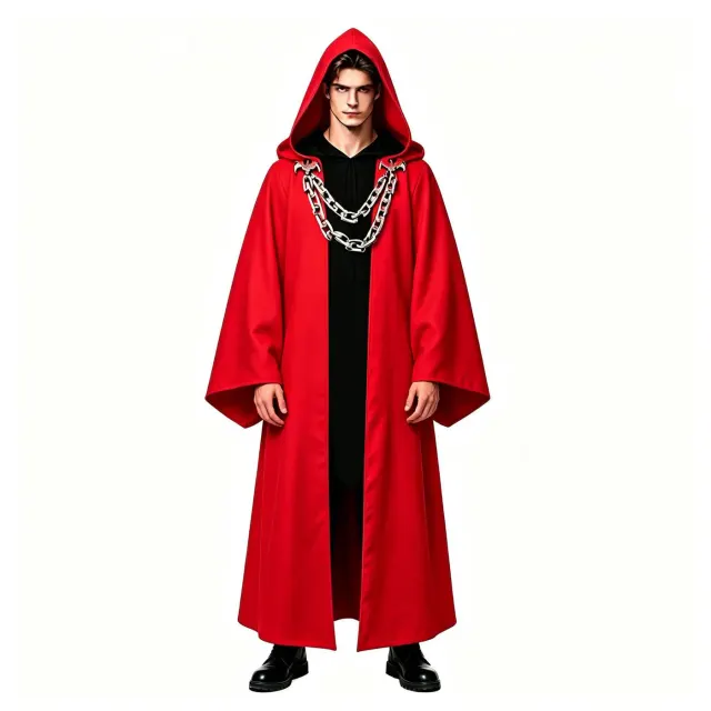 Dark Chain Hooded Robe Set for Halloween Medieval Cosplay detail 6