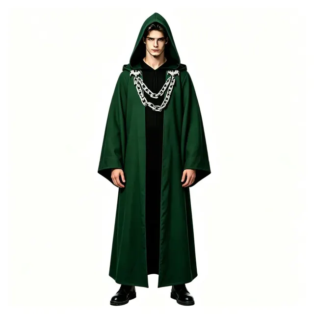 Dark Chain Hooded Robe Set for Halloween Medieval Cosplay detail 7