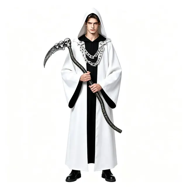Dark Chain Hooded Robe Set for Halloween Medieval Cosplay detail 8