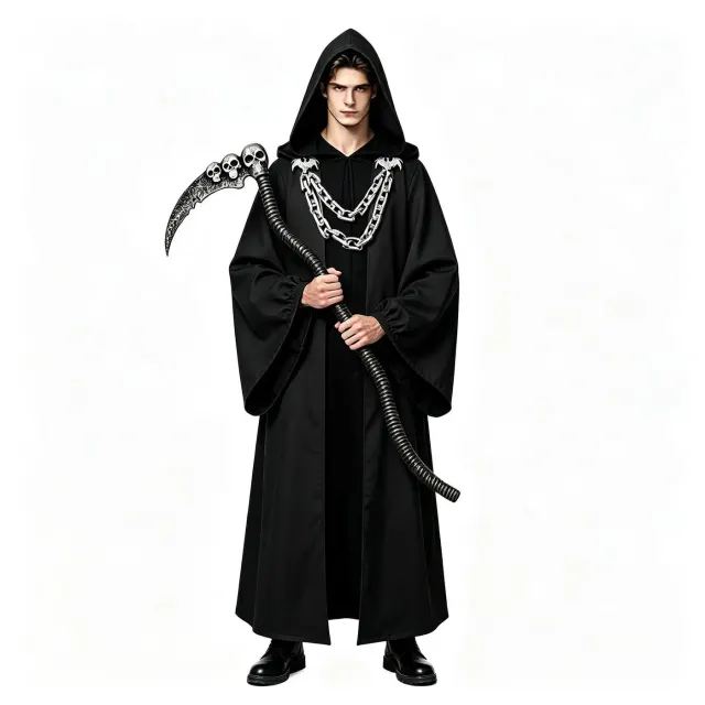 Dark Chain Hooded Robe Set for Halloween Medieval Cosplay detail 9