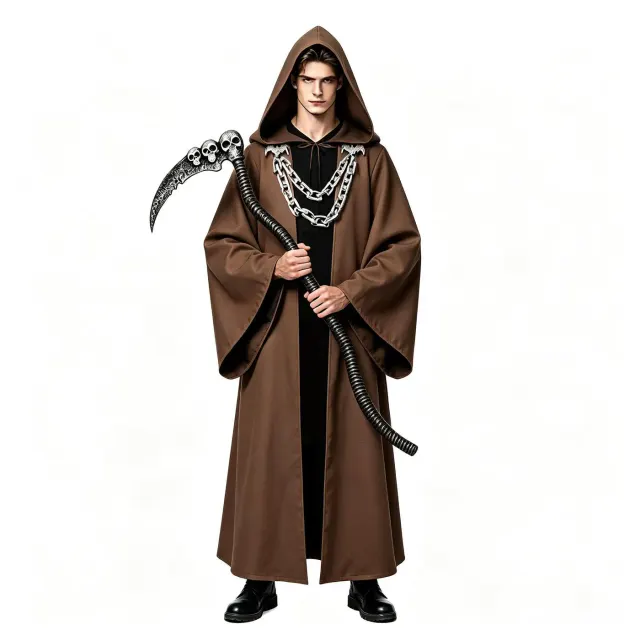 Dark Chain Hooded Robe Set for Halloween Medieval Cosplay detail 10