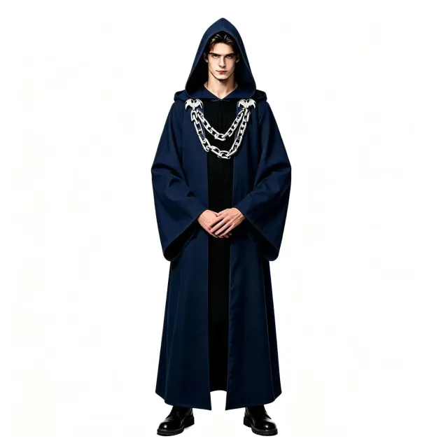 Dark Chain Hooded Robe Set for Halloween Medieval Cosplay detail 16