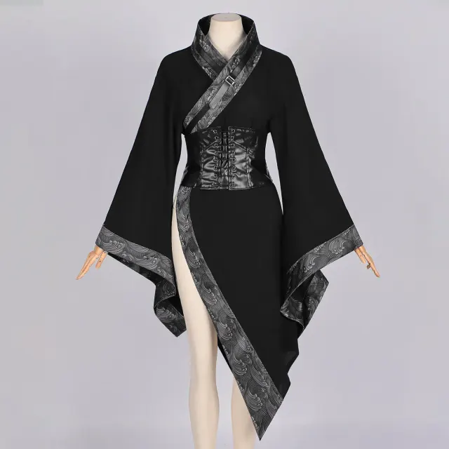 Dark Gothic Chinese-Style Short Top Cosplay Costume detail 1