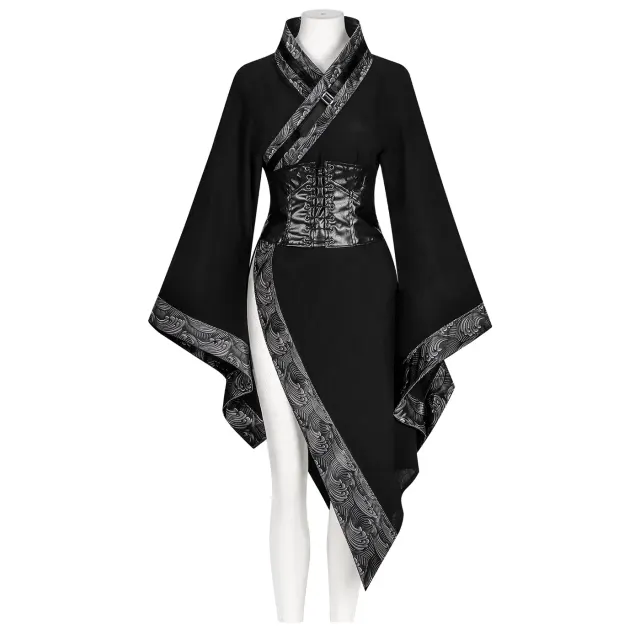 Dark Gothic Chinese-Style Short Top Cosplay Costume detail 2