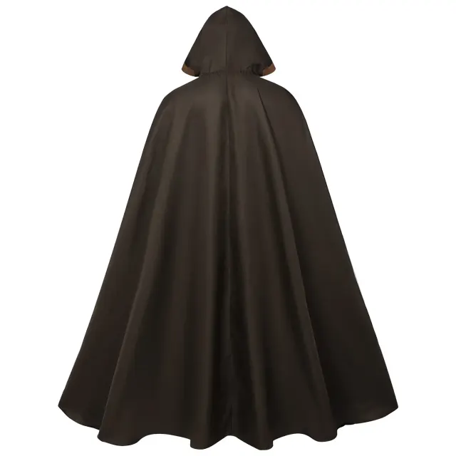 Dark Hooded Lace-Up Cosplay Cape for Women and Men detail 2