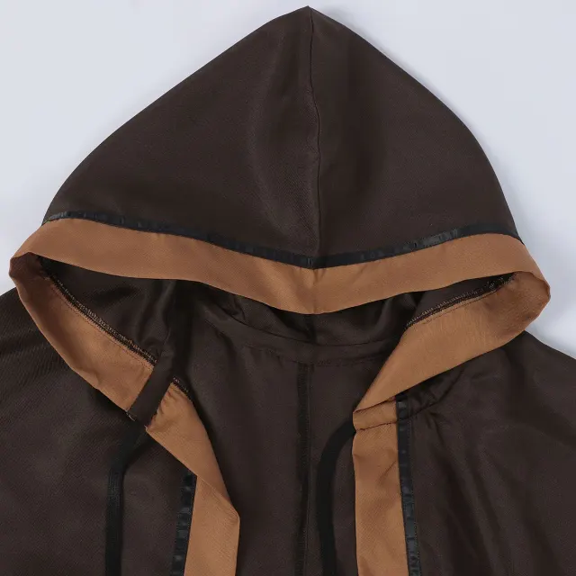 Dark Hooded Lace-Up Cosplay Cape for Women and Men detail 3