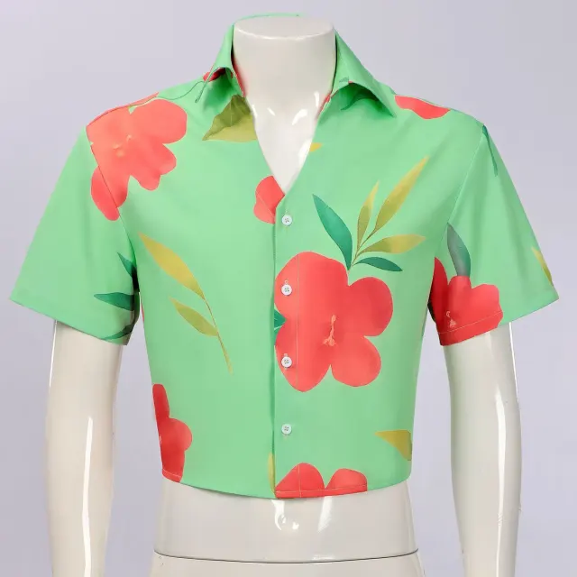 Men's Demon Hunter Boy Band Cosplay Floral Shirt and Shorts Set detail 9