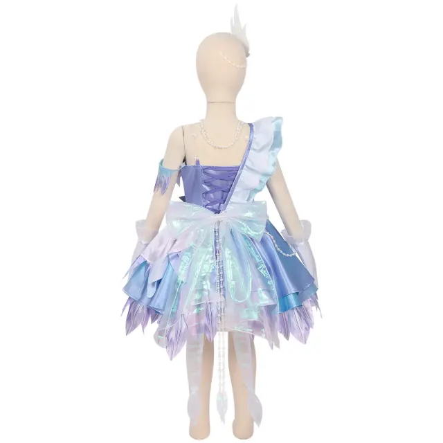 Eggy Party Heather Swan Feather Satin Cosplay Dress for Adults & Kids detail 5
