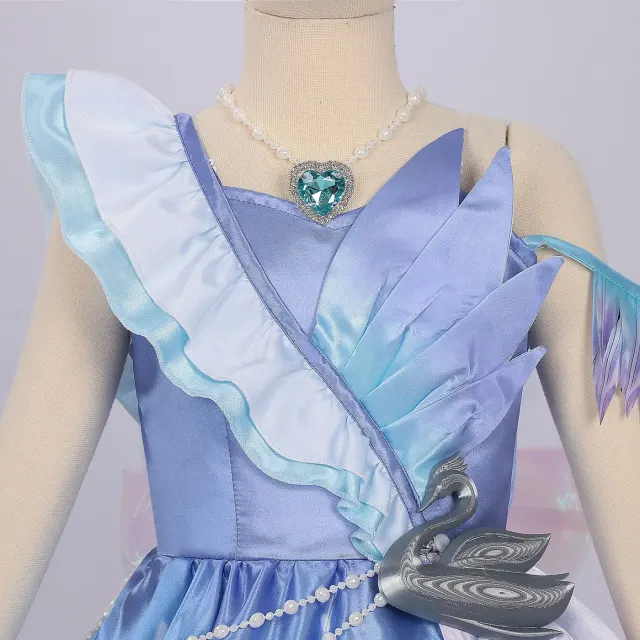 Eggy Party Heather Swan Feather Satin Cosplay Dress for Adults & Kids detail 6