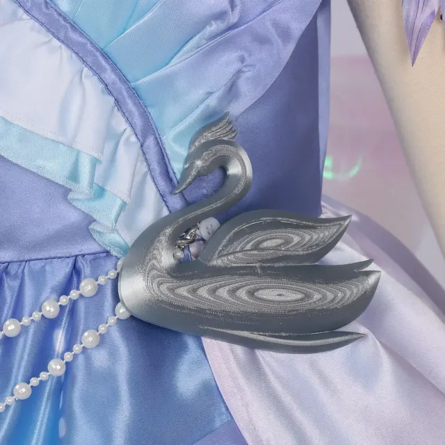 Eggy Party Heather Swan Feather Satin Cosplay Dress for Adults & Kids detail 10