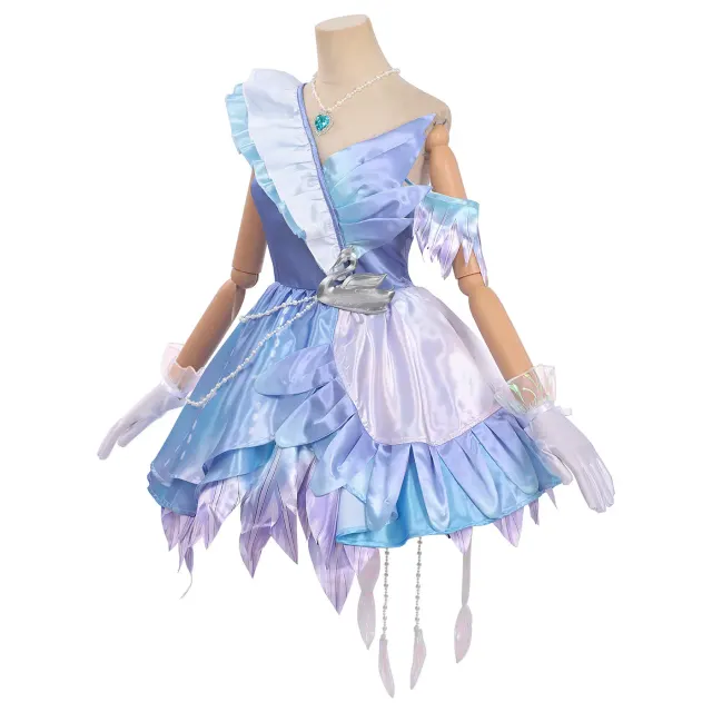 Eggy Party Heather Swan Feather Satin Cosplay Dress for Adults & Kids detail 13
