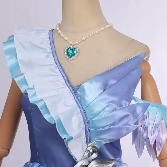 Eggy Party Heather Swan Feather Satin Cosplay Dress for Adults & Kids detail 15