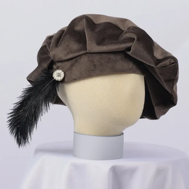Feather Tudor Medieval Renaissance Cosplay Beret Hat detail 6