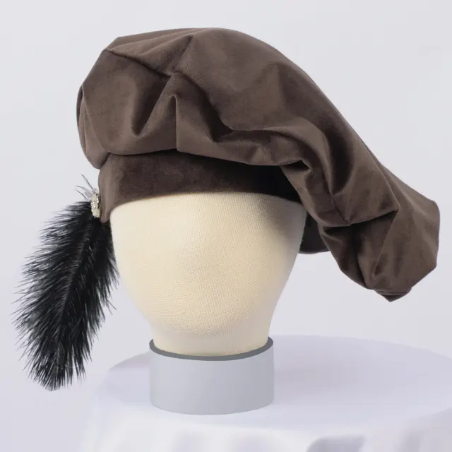 Feather Tudor Medieval Renaissance Cosplay Beret Hat detail 8