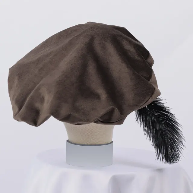 Feather Tudor Medieval Renaissance Cosplay Beret Hat detail 9