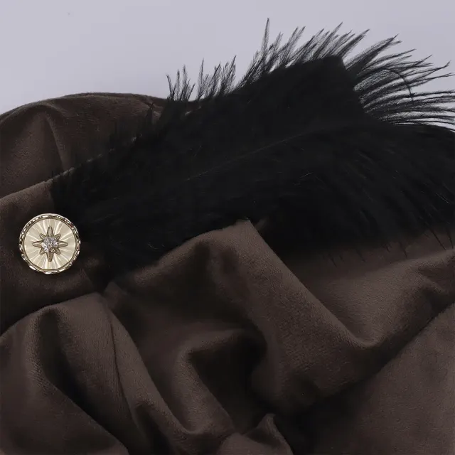 Feather Tudor Medieval Renaissance Cosplay Beret Hat detail 10