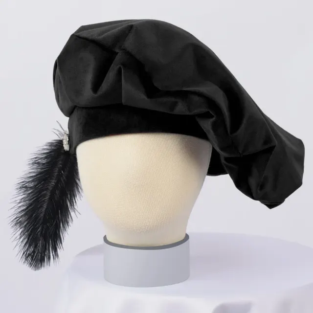 Feather Tudor Medieval Renaissance Cosplay Beret Hat detail 14