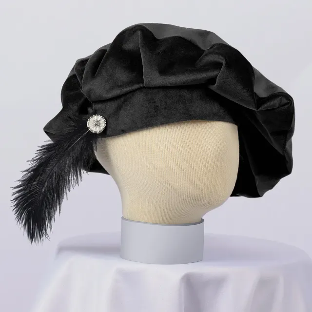 Feather Tudor Medieval Renaissance Cosplay Beret Hat detail 16