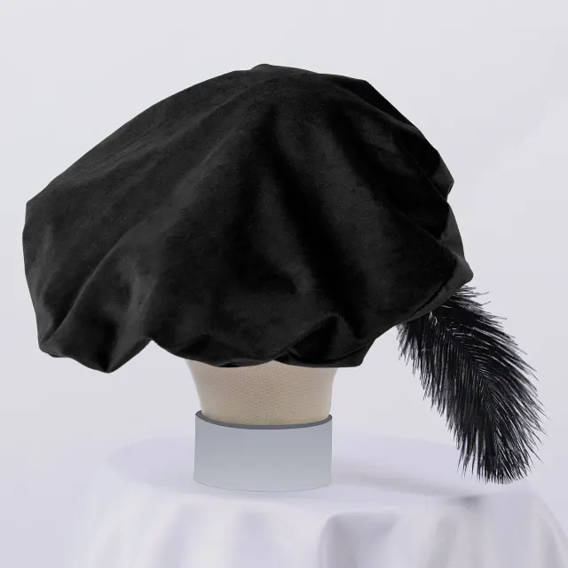 Feather Tudor Medieval Renaissance Cosplay Beret Hat detail 17