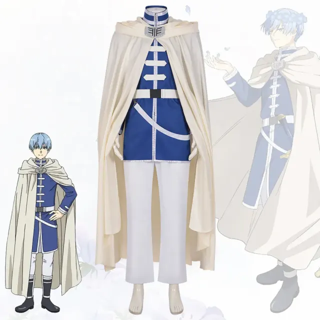 Main image shows the Frieren Himmel cosplay costume set with a twin-tail wig and elf ears.