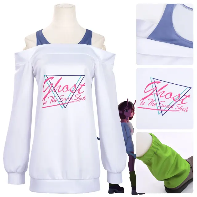 Chiharu Galaxy Express cosplay costume featuring an off-shoulder neckline and faux two-piece design.