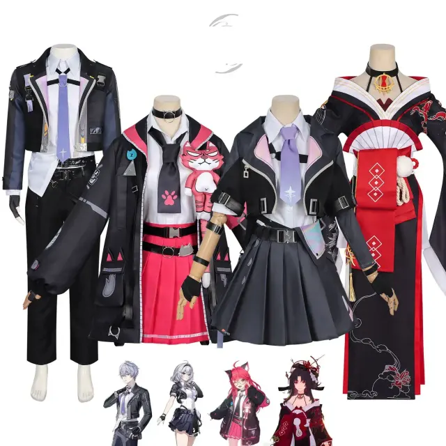 Game-inspired ability user cosplay costume in a long-sleeve, solid uniform woolen fabric design.