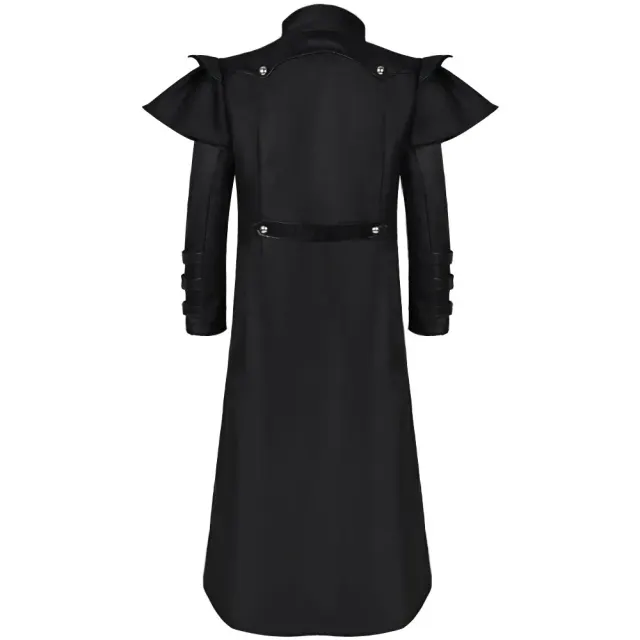 Gothic Halloween Cosplay Long Trench Coat with Zipper Slit detail 3