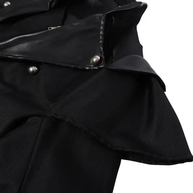 Gothic Halloween Cosplay Long Trench Coat with Zipper Slit detail 5