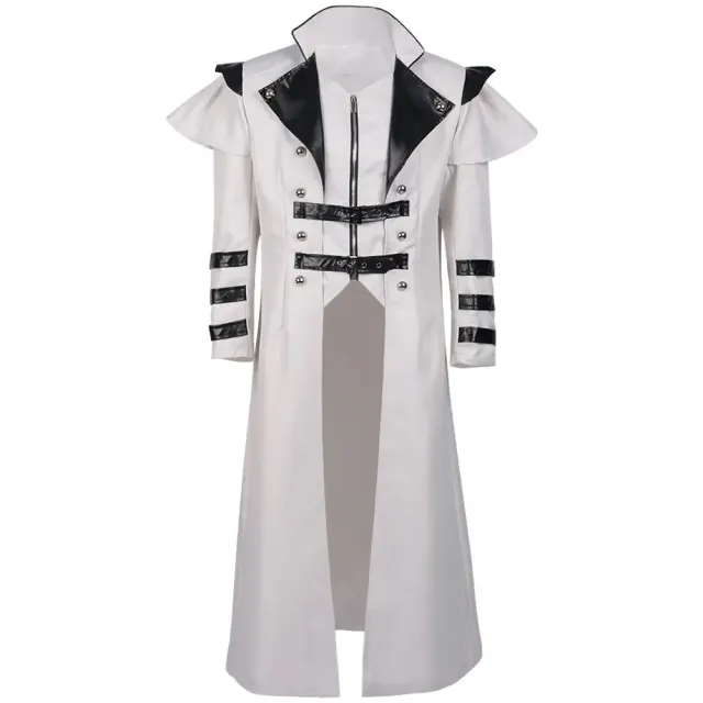 Gothic Halloween Cosplay Long Trench Coat with Zipper Slit detail 9