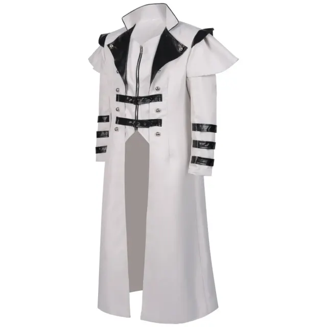 Gothic Halloween Cosplay Long Trench Coat with Zipper Slit detail 10