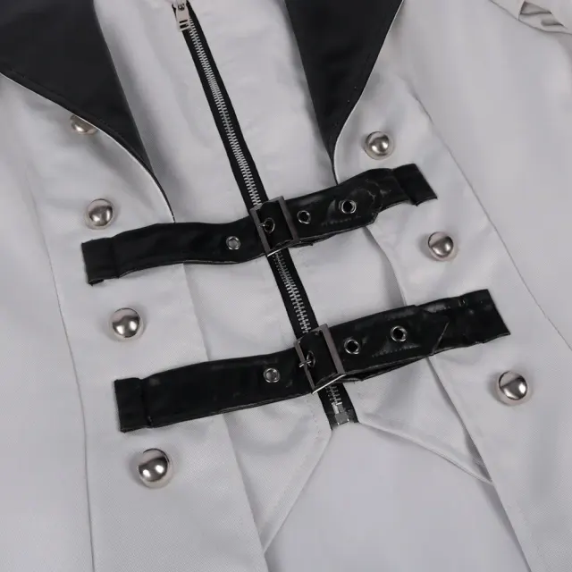 Gothic Halloween Cosplay Long Trench Coat with Zipper Slit detail 14