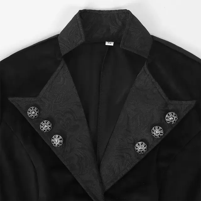 Women's Gothic Long Stand Collar Lace Panel Stage Coat detail 7